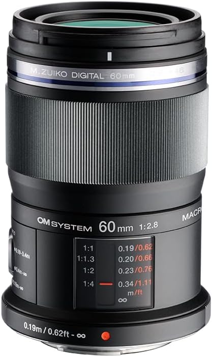 OM SYSTEM Olympus M.Zuiko Digital ED 60mm F2.8 Macro for Micro Four Thirds System Camera, Weather Sealed Design, Focus Limit Switch Bright